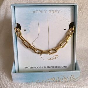 Happily Grey 9” Gold link anklet with extender waterproof and tarnish resistant